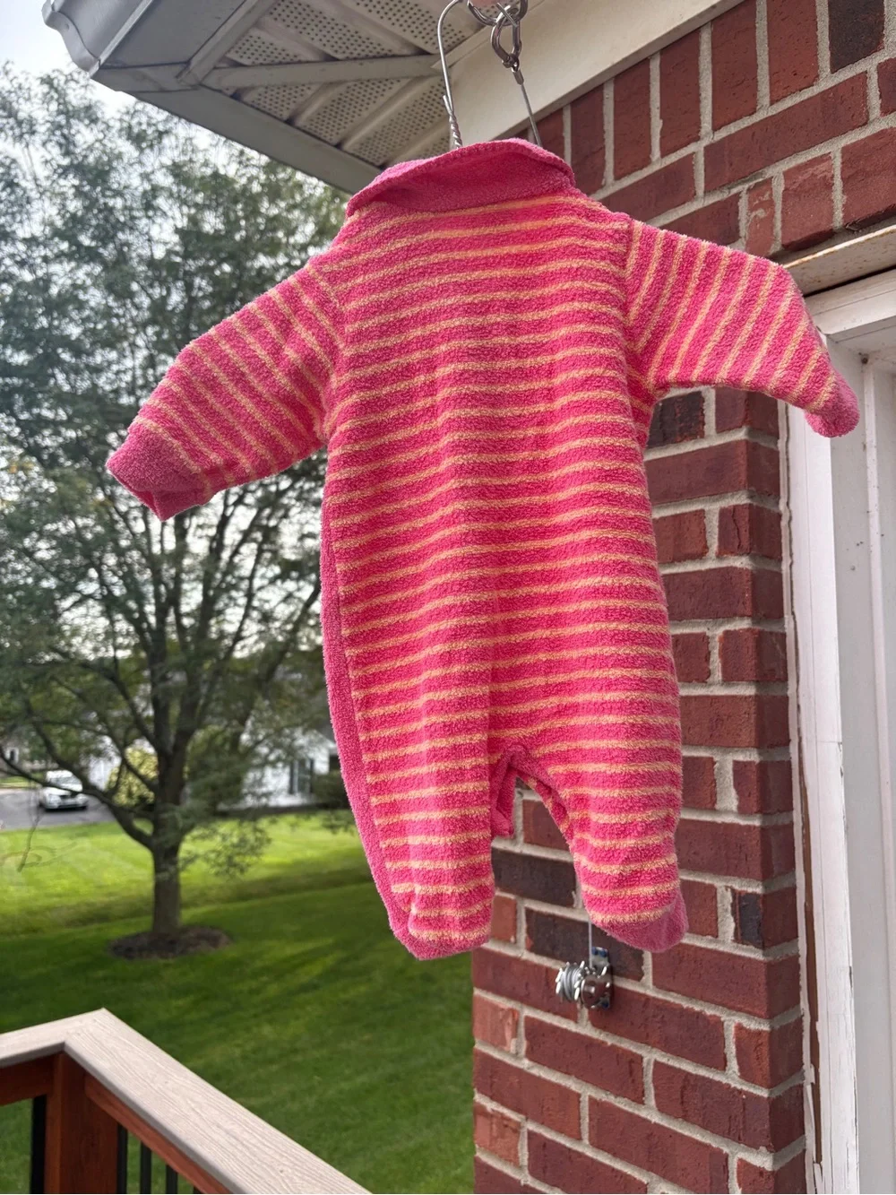 Vintage 90s Carter's Pink Striped & Solid Footed One-Piece Sleeper